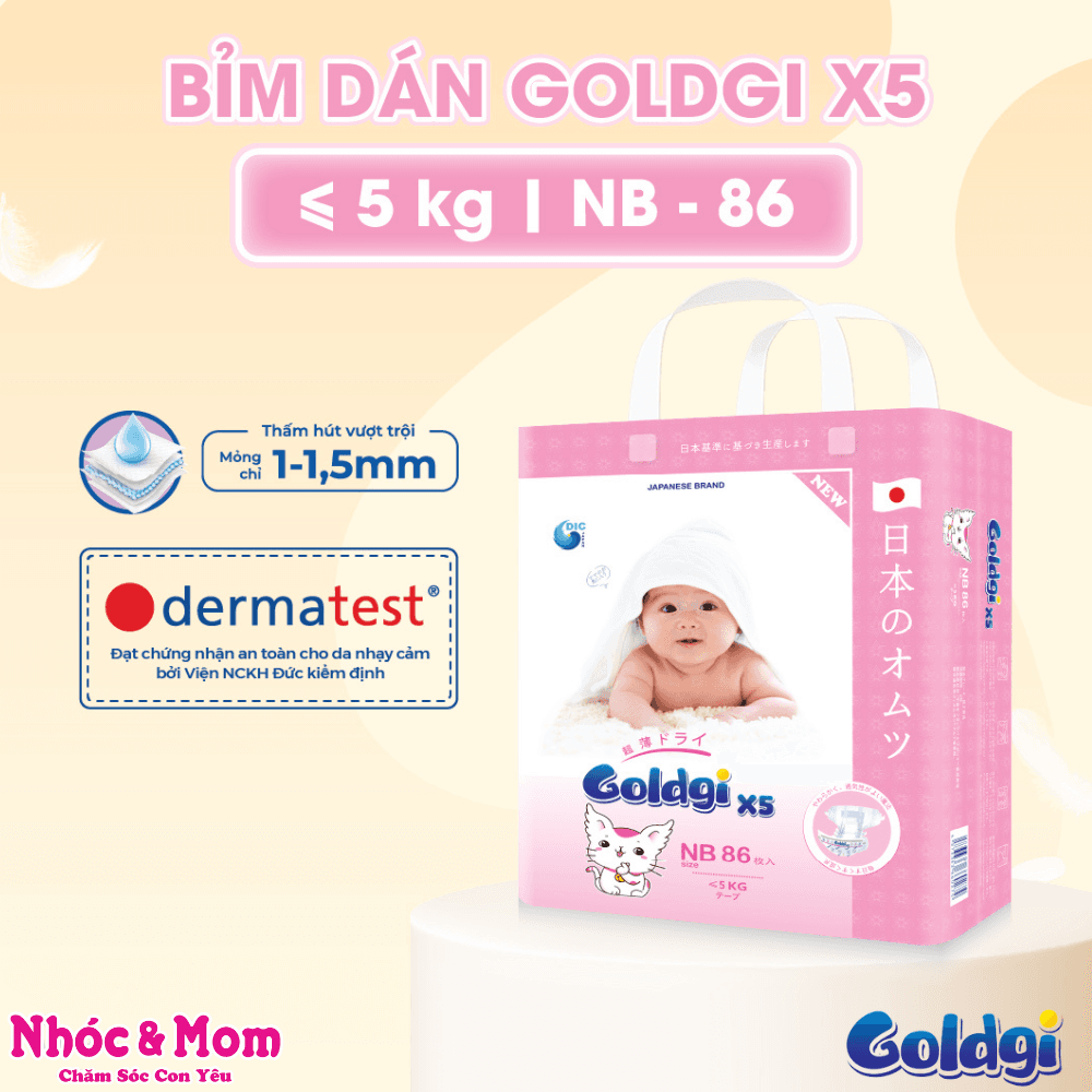 Bỉm dán Goldgi X5 sz NB86 (new)