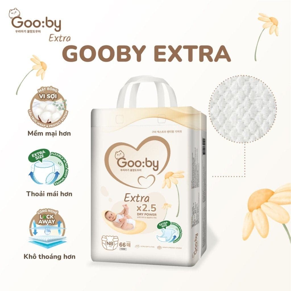 Bỉm Gooby Extra Siêu Mỏng, Thấm Hút Tối Ưu, Ngừa Hăm Cho Bé - Bỉm quần - L50